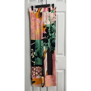 Stine Goya Vinnie Charmeuse Straight Pants Women's Small Multicolor Floral Print